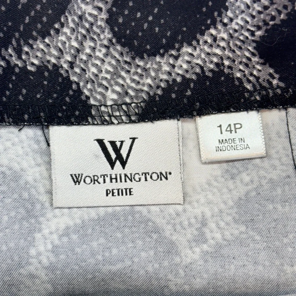 Worthington‎ Petite Women's Pencil Skirt 14P Black Gray Abstract Career Business